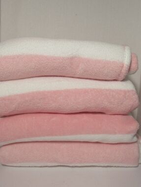 Touchat 4-Pack Cabana Stripe Microfiber Pink-White Oversize Towels, Sz: 30x60"